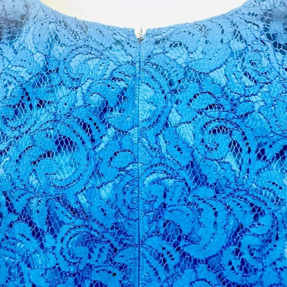 Adrianna Papell Women's Blue Lace Sheath Sz14 Cocktail dress - Picture 2 of 9